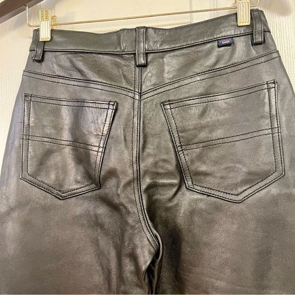 NWT Tommy Hilfiger 100% Leather Mid rise boot cut Black Pants size 5 Y2K - Picture 7 of 10